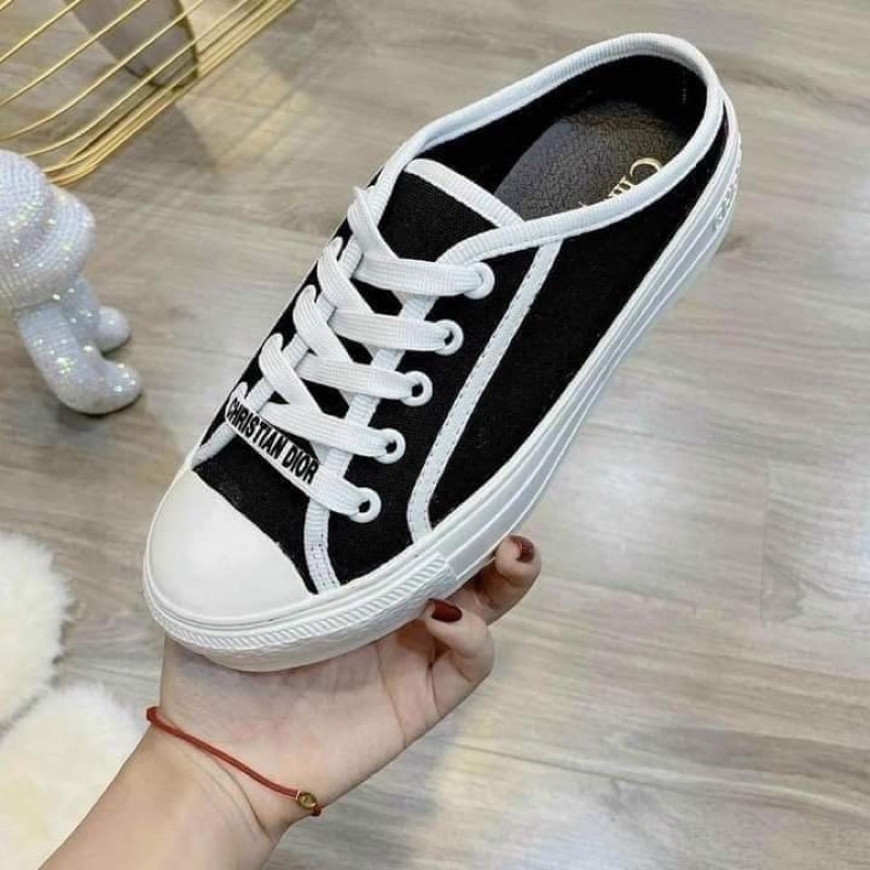 Giày đạp gót nữ phối dior_mã GDG0005_Đen đế 3cm(ảnh thật)đế nhẹ đi êm ái✌️✌️✌️