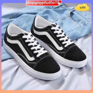 ✅shopgiayphutho19✅Giày vans đen sọc trắng Giày Vans Old Skool đen  van size nam nữ full hộp