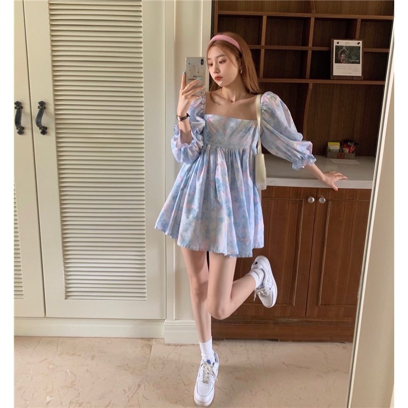 Váy Babydoll Tay Phồng-FREESHIP - Hàng Quảng Châu Loại 1 - V19 - Đầm dáng xoè đi chơi đi tiệc sang chảnh | BigBuy360 - bigbuy360.vn