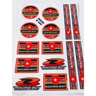 Bộ tem nổi dán xe tổng hợp mẫu Việt nam racing boy, tem cao cấp chống nước không bay màu