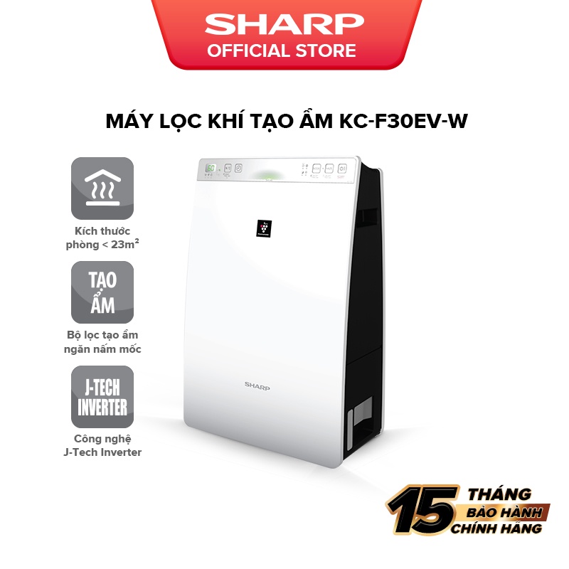 [Mã ELHAFEB giảm 5% đơn 300K] Máy Lọc Khí Tạo Ẩm Sharp INVERTER KC-F30EV-W Tiết Kiệm Điện