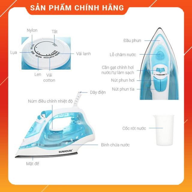 [Kiểu Dáng Hiện Đại] Bàn là hơi nước SUNHOUSE SHD2065 Nhỏ Gọn - Dễ Sử Dụng - Có đèn hiển thị