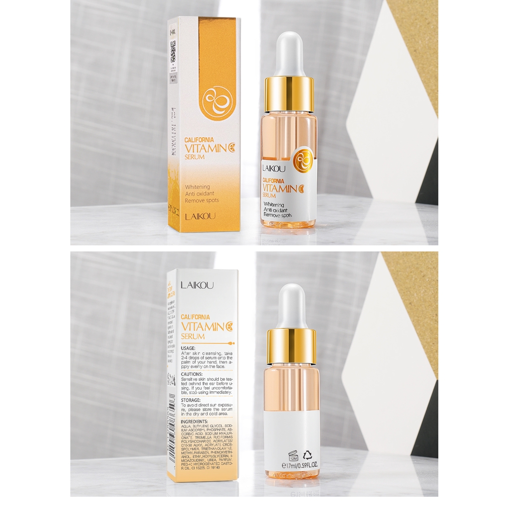 Set 3 Serum Laikou Dưỡng Trắng Vitamin C Hyaluronic Acid Tinh Chất Ốc Sên Giảm Tàn Nhang Mờ Vết Thâm Ngăn Lão Hóa 17ml