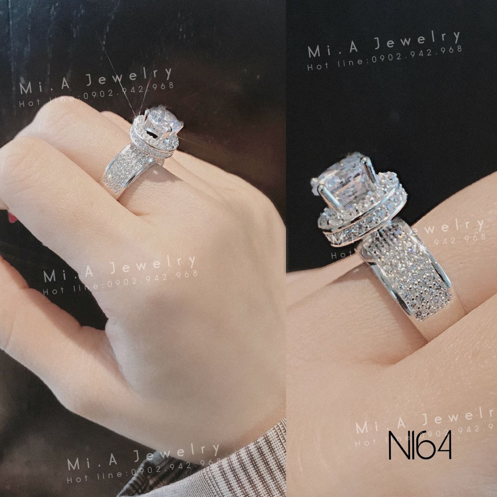 Nhẫn nữ hột cao Bạc Ý S925 cao cấp miễn phí xi kim N164 | MiASJ Mi.A Trang sức bạc