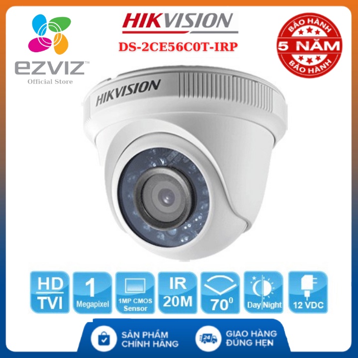 Camera Hikvision DS-2CE56C0T-IRP , camera dành cho đầu ghi , Cảm biến High-Performance CMOS 1MP , 1280x720@25fps