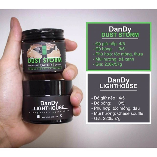 (TÓC MỎNG) (DANDY) Sáp vuốt tóc Việt Nam - Dandy Dust Storm 56gr(₫250.000 ₫219.799 12% GIẢM)