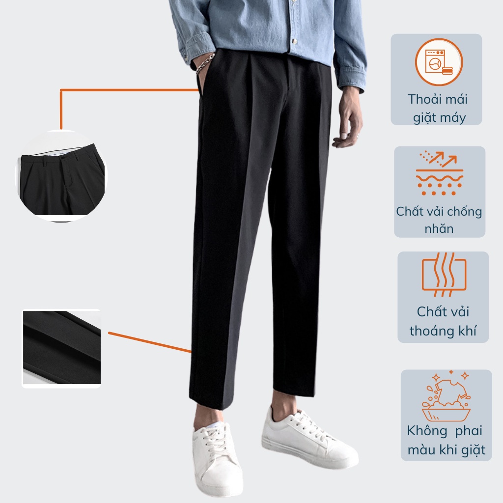 Quần âu nam - quần tây nam KIZAWA Công Sở Đen Cá Tính Dáng Ôm Chuẩn Vải Mỏng Nhẹ Đẹp Không Nhăn Không Xù