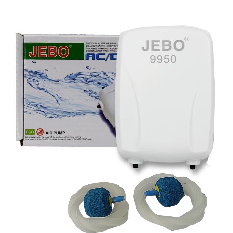 Máy Sủi Khí Oxy 2 Vòi Tích Điện Jebo 9950 cho hồ cá