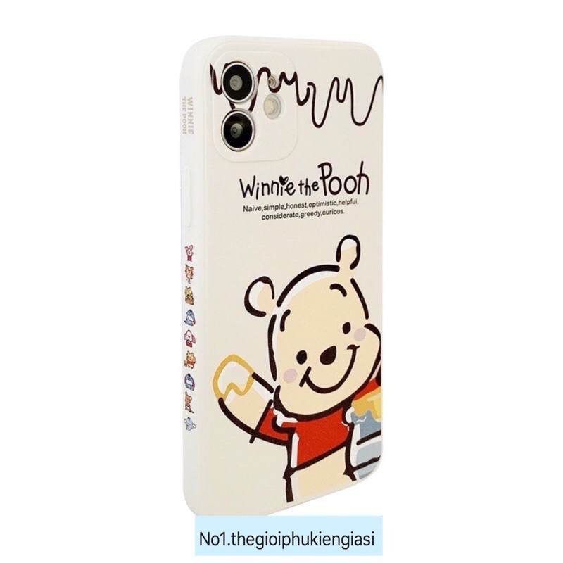 Ốp Iphone 11 Pro Max 11 11 Pro Xs max X 8plus 7plus 8 7 6plus 6splus Gấu Pooh vàng 4 góc silicon bảo vệ camera