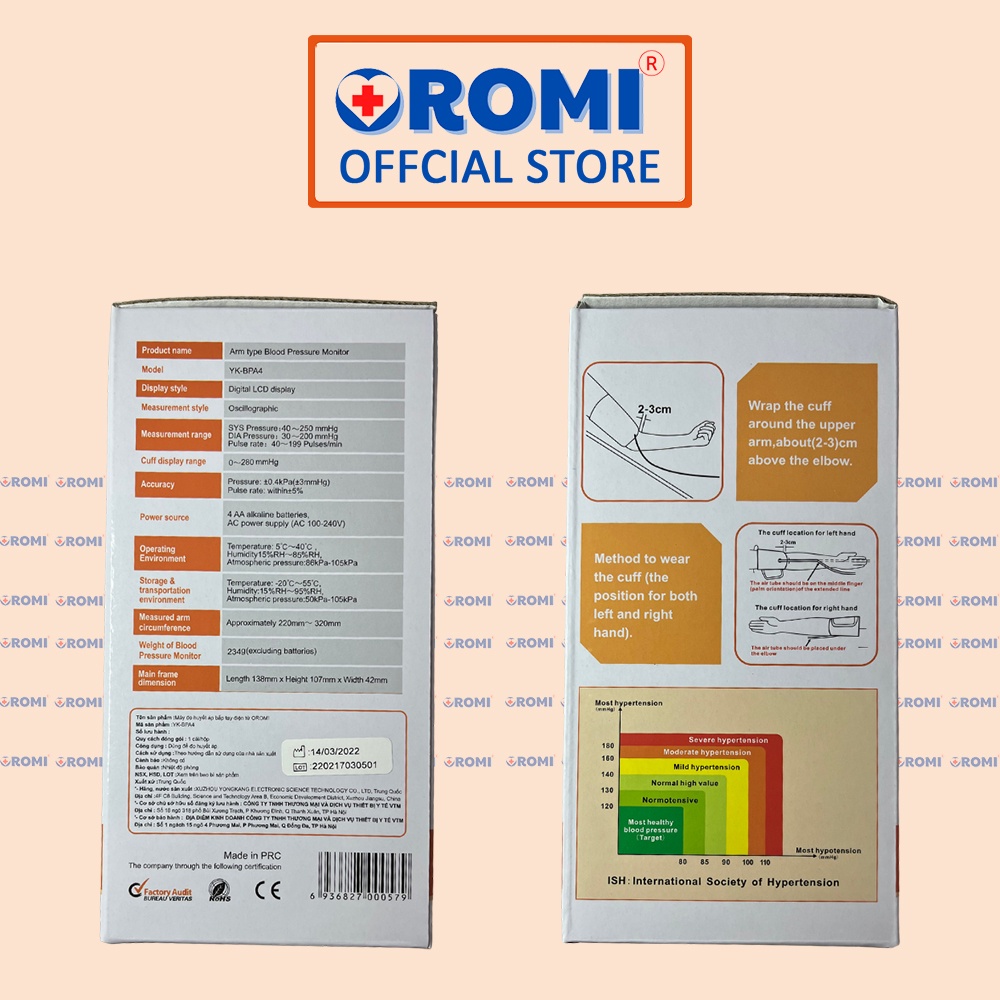 Máy đo huyết áp điện tử bắp tay OROMI YK-BPA4 - Có trợ lý ảo tiếng việt - Bảo hành chính hãng 5 năm