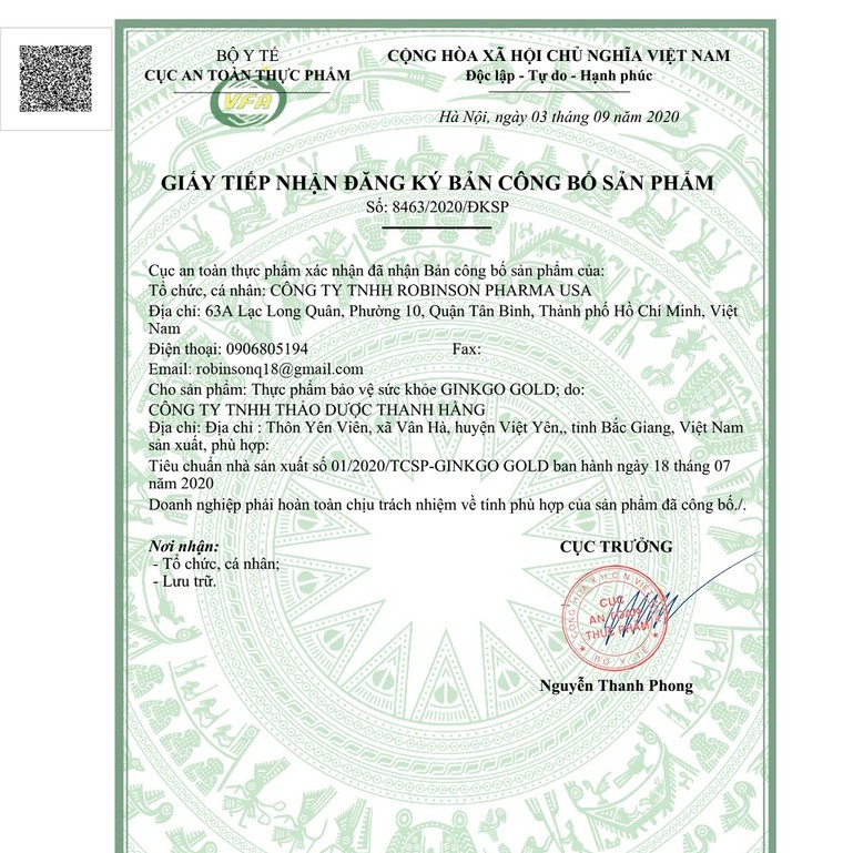Ginkgo Gold - Hỗ trợ tuần hoàn và tăng lưu lượng máu, tăng cường trí nhớ (30v)