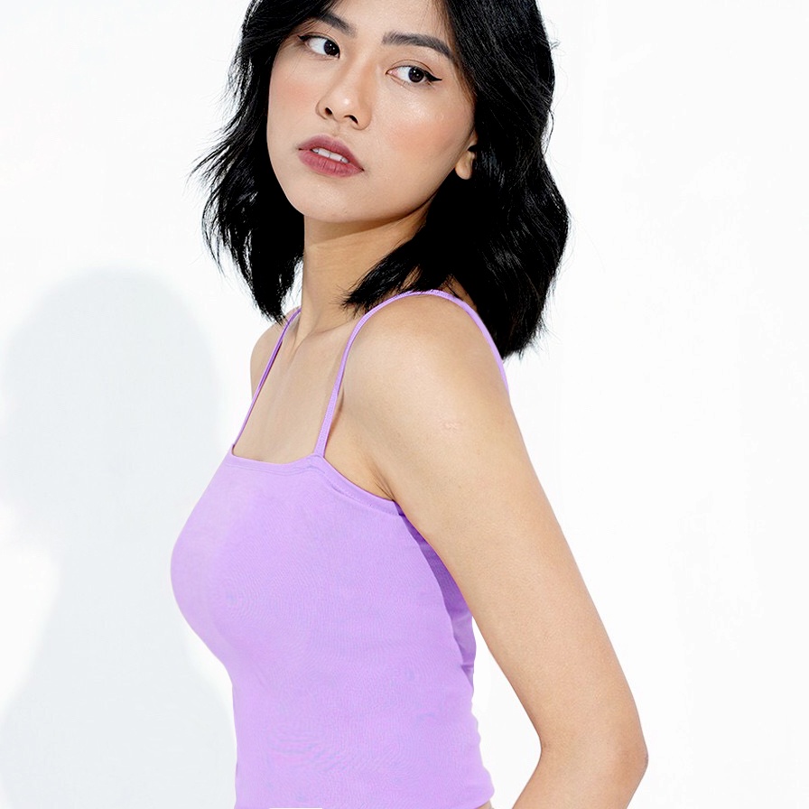 Áo Thun Croptop 2 Dây Tím Môn Andromeda Vải Thun Gân Dày Co Dãn