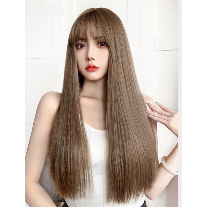 Tóc Giả Cả Đầu  Thẳng Dài Sợi Tơ Mềm Mượt Như Tóc Thật