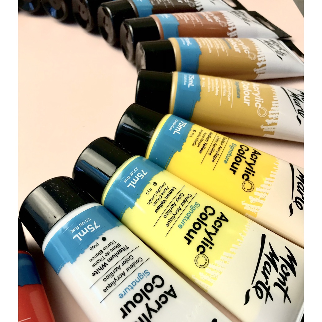 Màu Acrylic Mont Marte Tuýp 75ml - Acrylic Colour Paint Signature 75ml - Thích hợp cho vẽ vải, giấy, thẻ, gỗ, đất sét