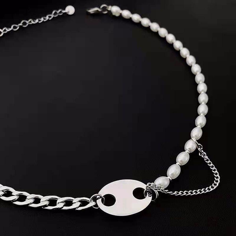 VANES1 Vòng cổ Thép Titan Mặt Hình Mũi Heo Thời Trang Hàn Quốc