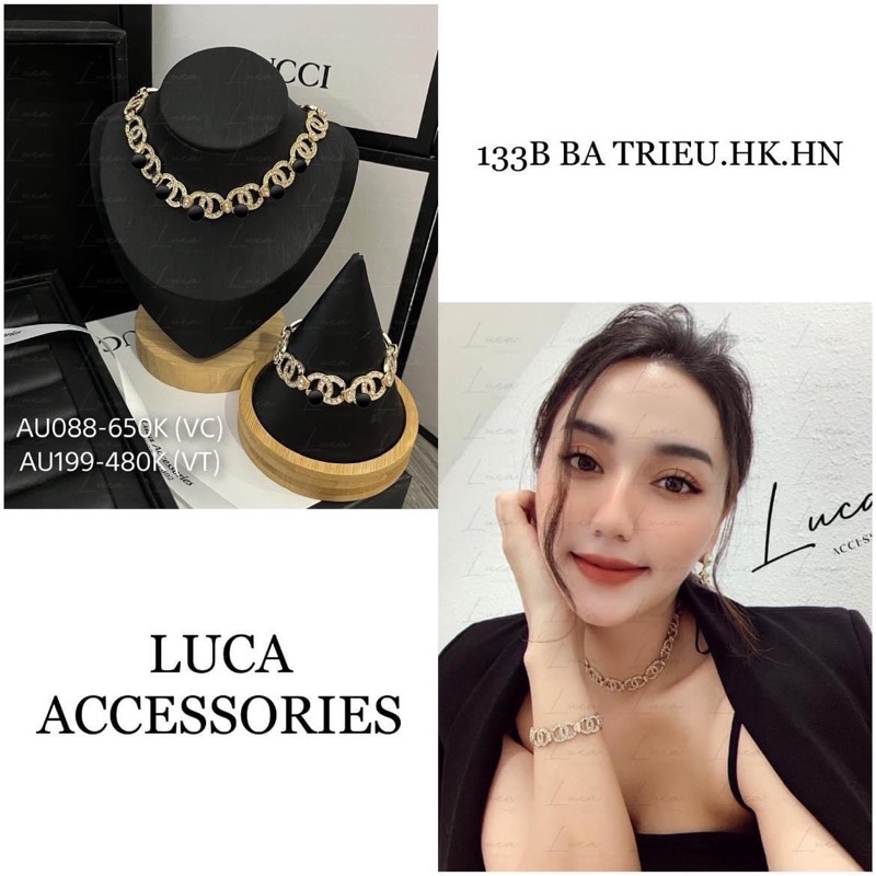 Vòng cổ đính đá thời trang, dây chuyền nữ hãng, phụ kiện trắng sức hari korea accessories