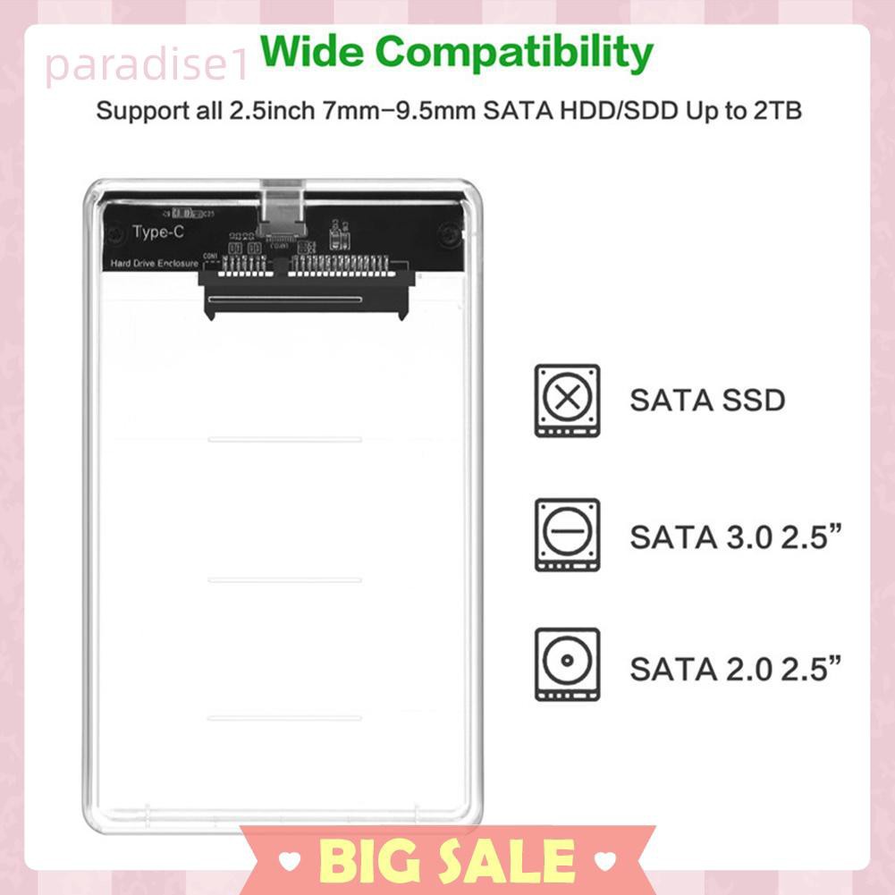 Hộp Đựng Ổ Cứng Trong Suốt 2.5 inch Loại C Sang SATA HDD SSD | BigBuy360 - bigbuy360.vn