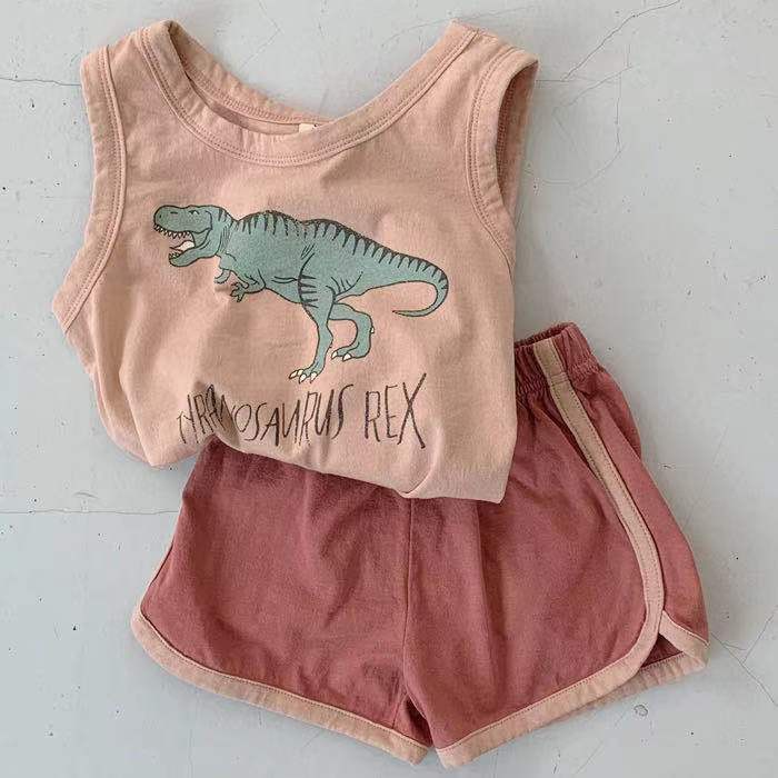 Đồ Bộ Bé Trai, Bộ Ba Lỗ Bé Trai, Bộ Ba Lỗ Khủng Long, Chất Thun Cotton - Thoáng Mát - Thấm Hút Mồi, Size Từ 8-20Kg
