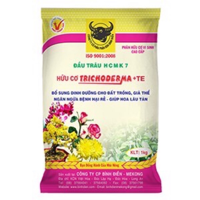 Phân Hữu Cơ Vi Sinh Trichoderma + TE Đầu Trâu 1Kg hạn chế nấm đất