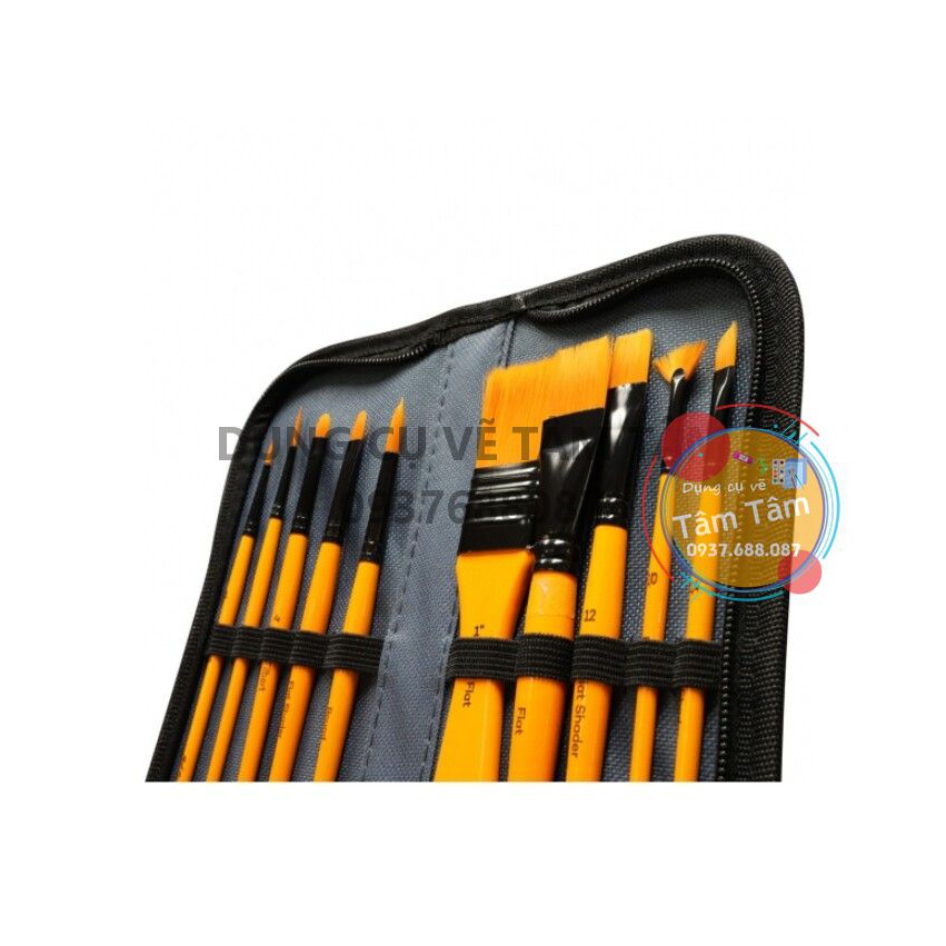 [ TÂM TÂM ]-Bộ cọ vẽ màu acrylic Mont Marte 10 cây-