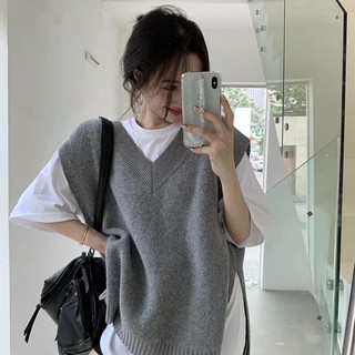 Áo len gile màu lông chuột