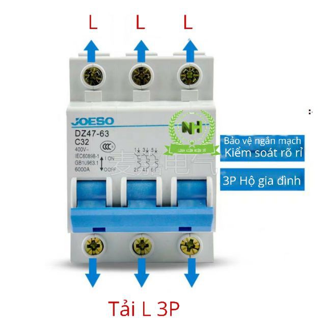 Aptomat JOESO 3TEP hộ gia đình DZ47-63(16A, 32A, 63A)
