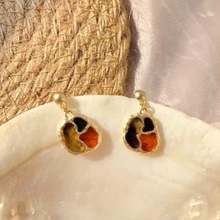DDFI - Retro Irregular S925 Silver Needle Stud Earrings Korea Drop Glaze Geometric Metal Generous All-match Jewelry F4D08