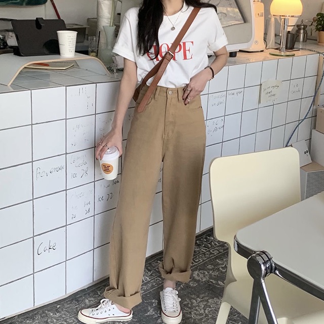 [Mã FAGREEN55 giảm tới 30K đơn 99K] 5381 | QUẦN KHAKI NÂU NHẠT DÁNG RỘNG ĐƠN GIẢN HÀN QUỐC | BigBuy360 - bigbuy360.vn