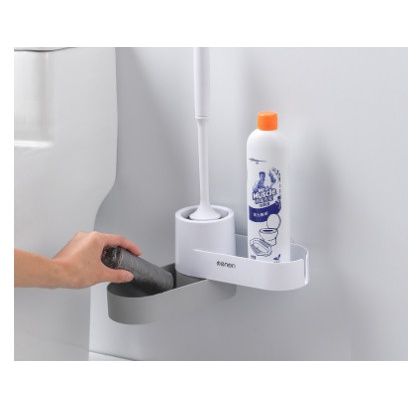 Bộ chổi cọ toilet nhà vệ sinh OENON chất liệu nhựa ABS cao cấp có thêm ngăn chứa đồ -KỆ CHỔI CỌ TOLIET