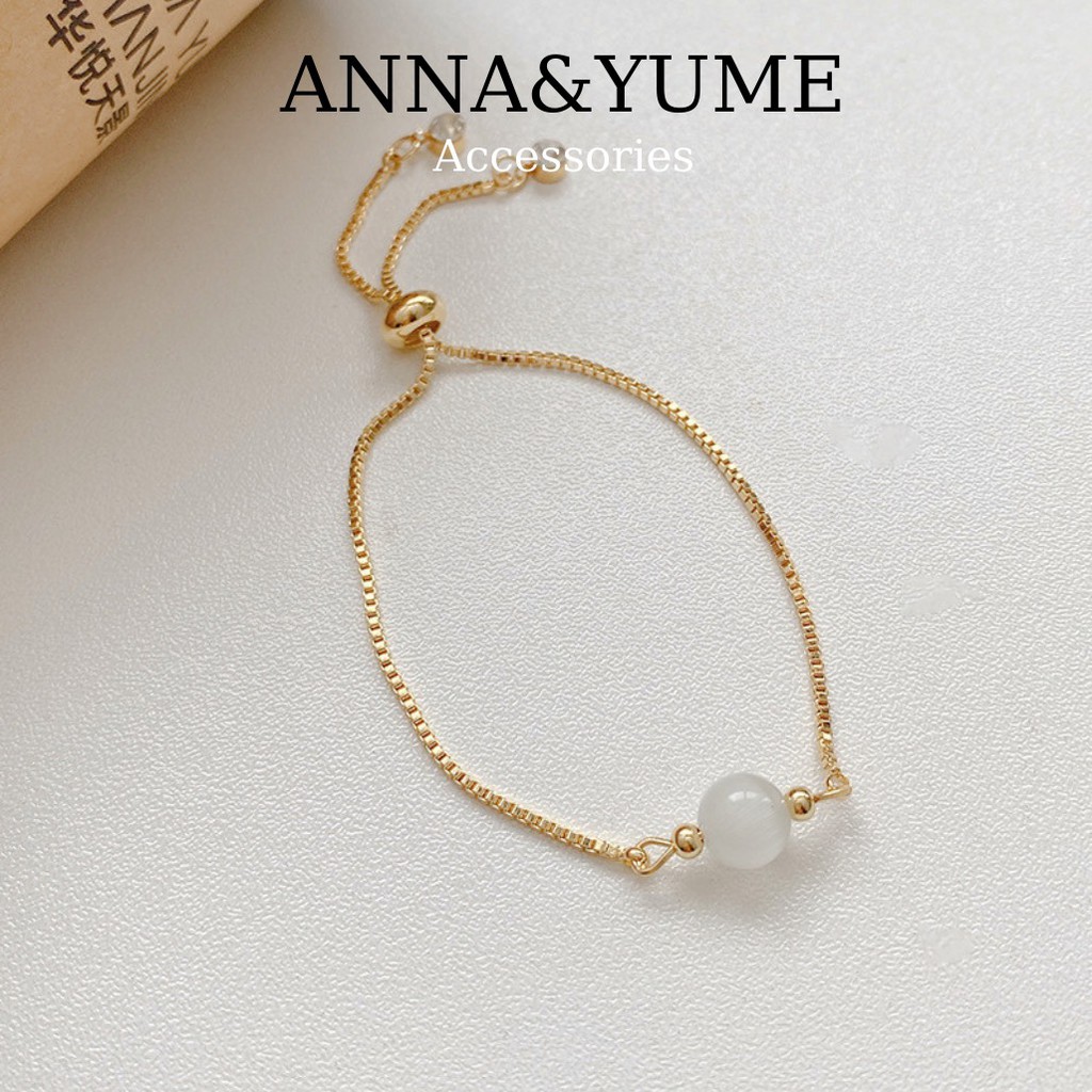Vòng tay titan nữ dây rút đính ngọc không gỉ phong cách hàn quốc, lắc tay dây rút