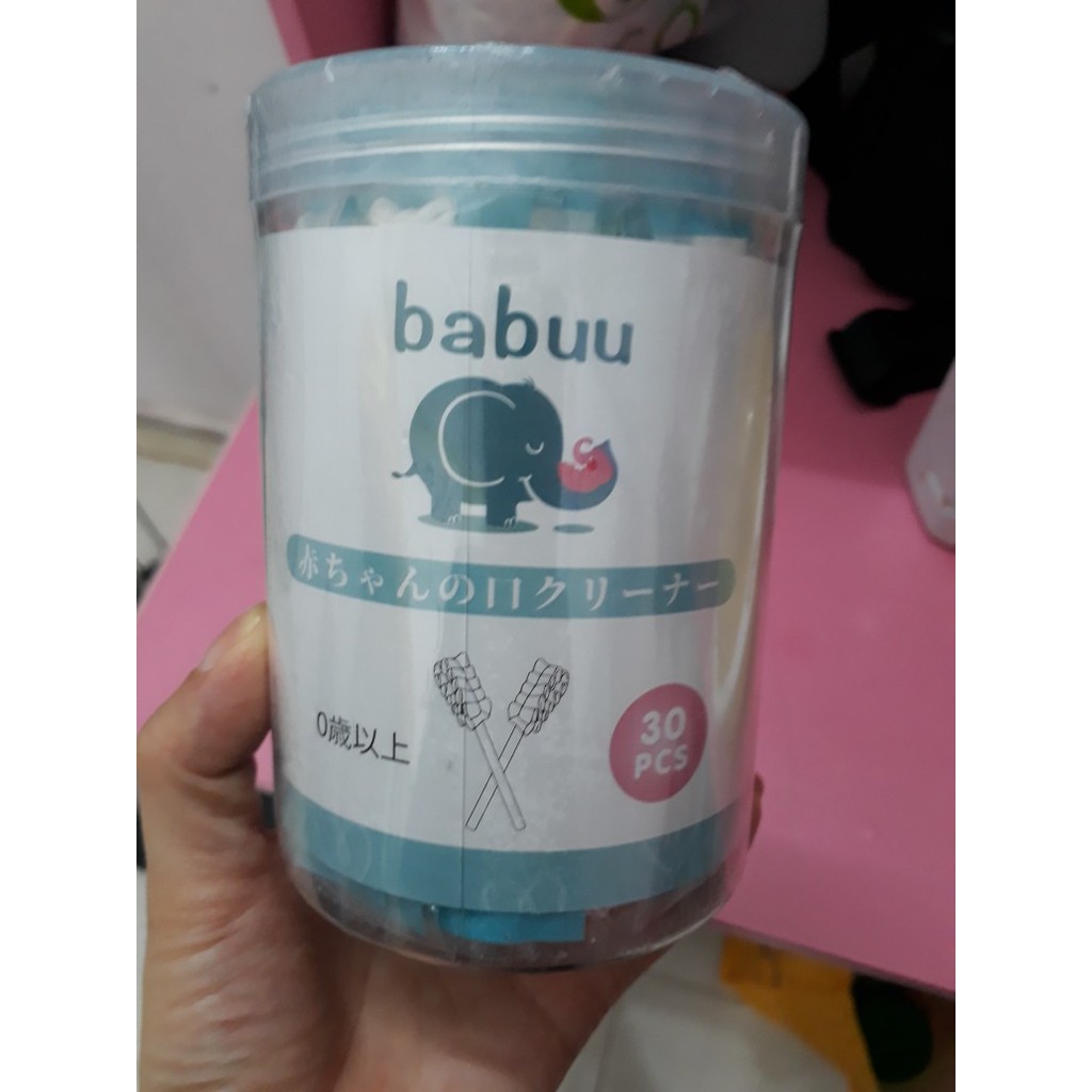 Hộp 30 que gạc rơ lưỡi cho bé Babuu Nhật Bản