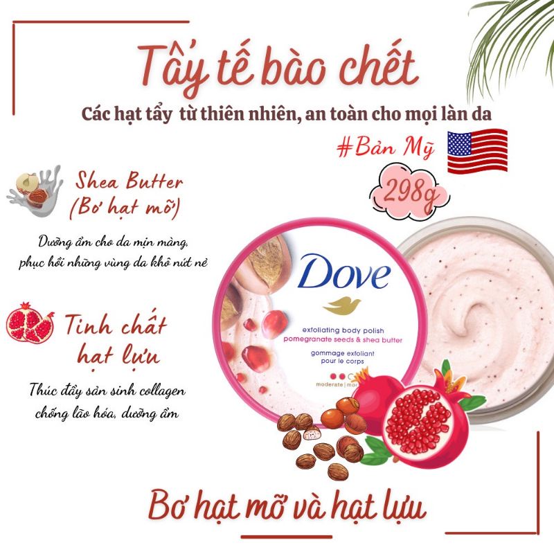 Tẩy Tế Bào Chết Toàn Thân Dove Bản Mỹ 298g