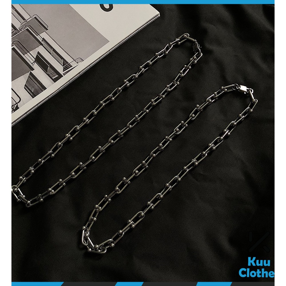 Dây Chuyền Xích Nam Clavicle Chains Kuu Clothes Màu Bạc Đẹp - Vòng Cổ Nam Chữ U Phong Cách Ngầu Chất Titan Cuff