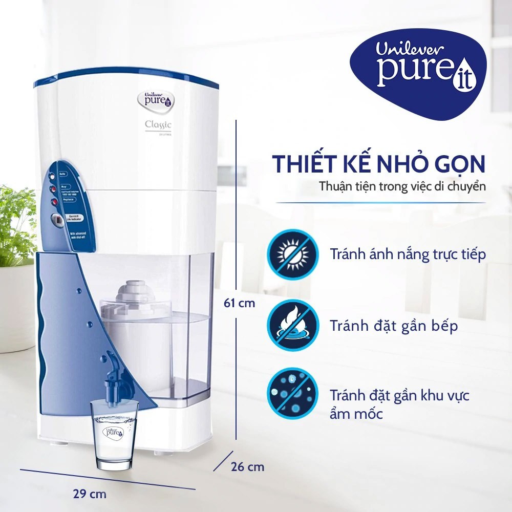 Máy lọc nước Unilever Pureit Classic 9L - Hàng Chính Hãng