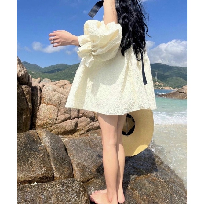 ĐẦM RỚT VAI BỒNG KEM