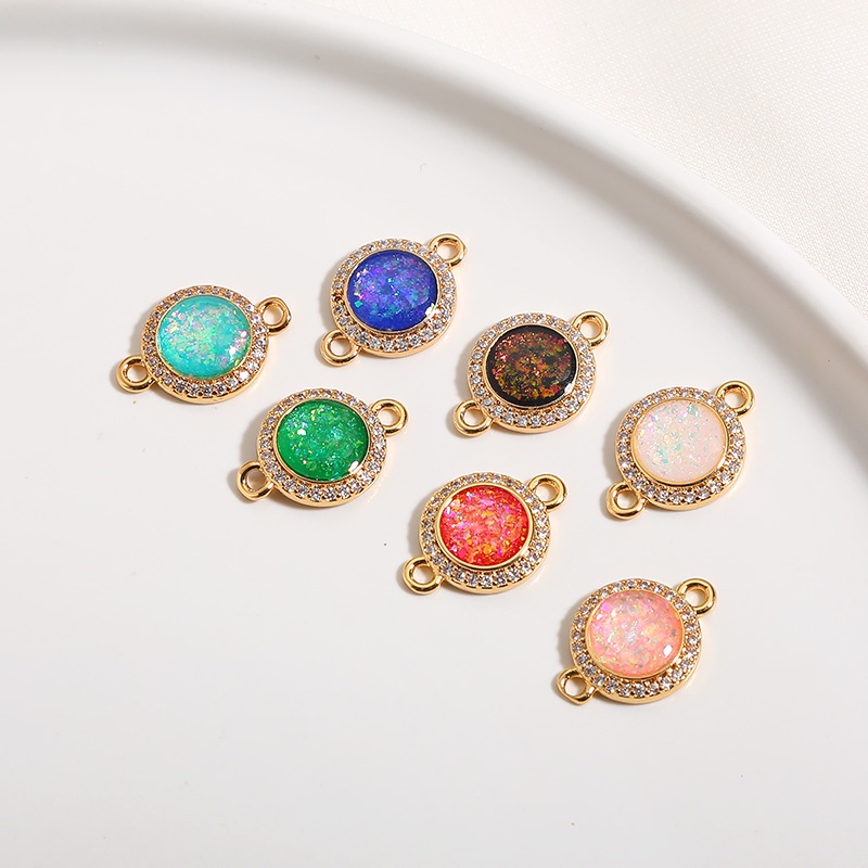 Mặt Dây Chuyền / Khuyên Tai / Vòng Tay / Dây Chuyền Bằng Đồng Mạ Vàng 18K Đính Đá Opal Nhân Tạo diy
