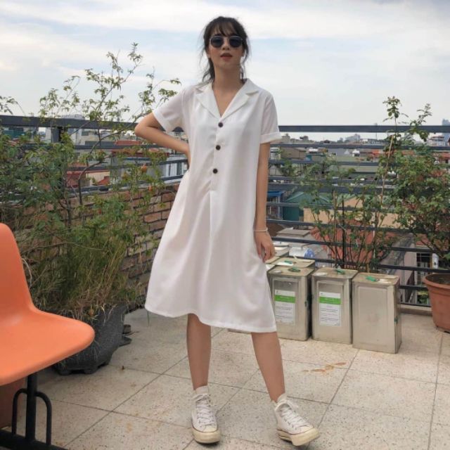 (CƯC-ĐẸP❤🦋) VÁY SUÔNG CỔ VEST ĐŨI 4 MÀU