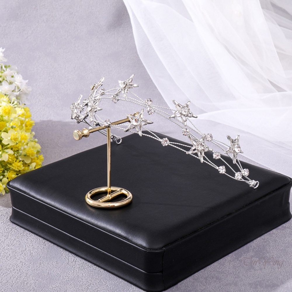 GETNOIVAS Băng Đô Cài Tóc Nhiều Lớp Đính Đá Hình Ngôi Sao Thời Trang Dành Cho Nữ