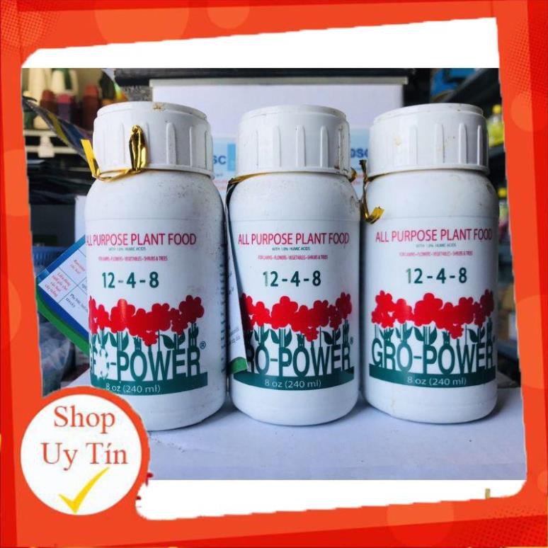 PHÂN BÓN KÍCH THÍCH TĂNG TRƯỞNG GRO POWER 12.4.8 CHAI 240ML