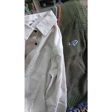 SET ÁO GILE CỰC HOT - ghile xanh rêu kèm áo sơmi len tăm loại đẹp đủ size giá siêu ưu đãi