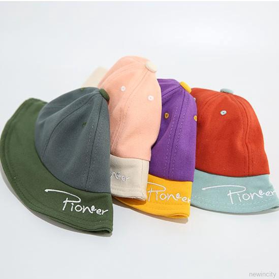 Nón bucket thêu chữ phong cách Hàn Quốc thời trang dành cho bé