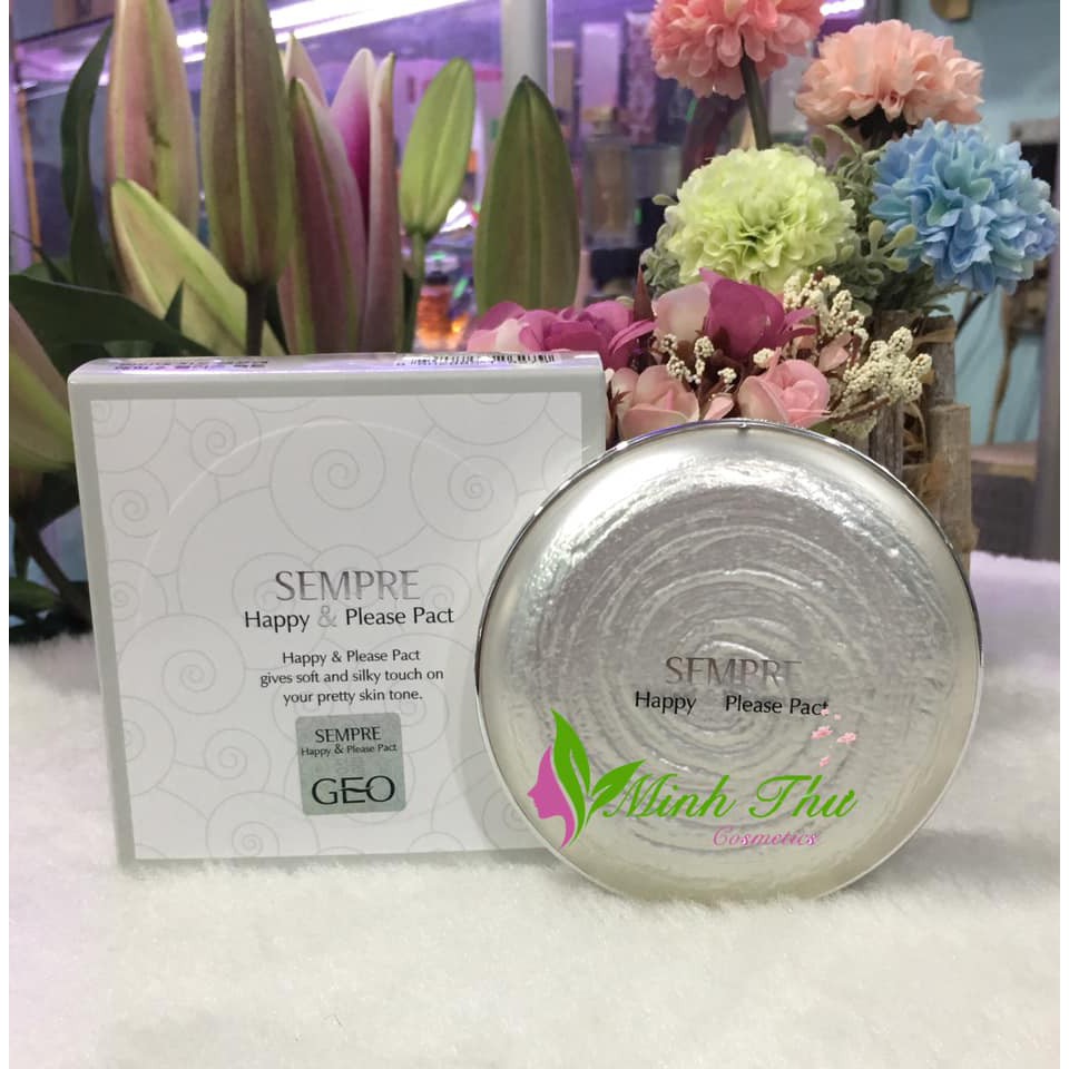 Phấn Phủ Geo trắng siêu mịn Sempre Happy &amp; Please Pact