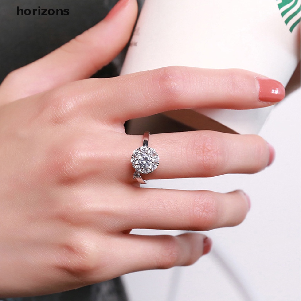 Nhẫn Cưới Xoay Điều Chỉnh Được Đính Đá Zircon Hình Hoa Dành Cho Nữ