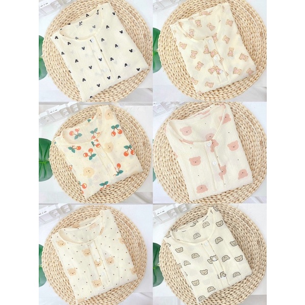 Set bộ ngủ tay lửng hoạ tiết dễ thương in hình động vật, trái cây chất vải mặc thoải mái freesize Pumi