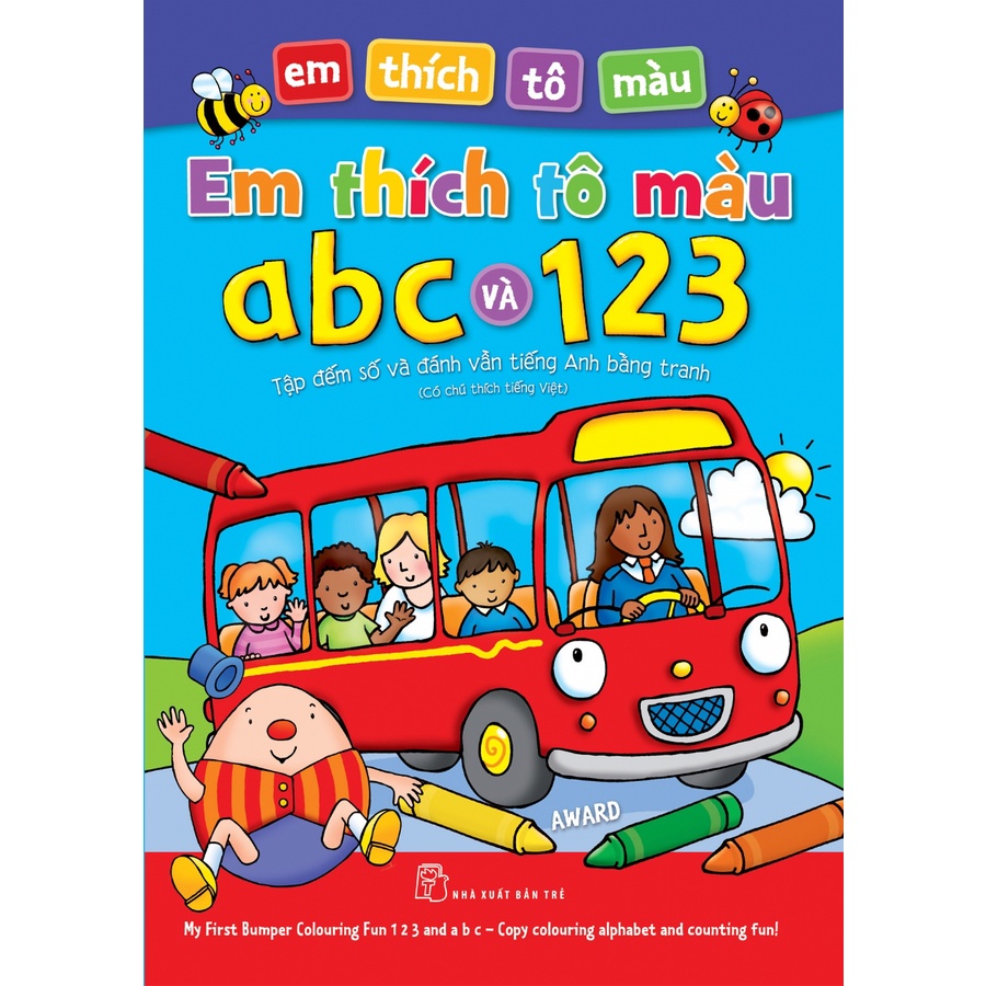 Sách - NXB Trẻ - Em thích tô màu abc &amp; 123 - tập đếm số và đánh vần tiếng Anh bằng tranh  (Có chú thích tiếng Việt)