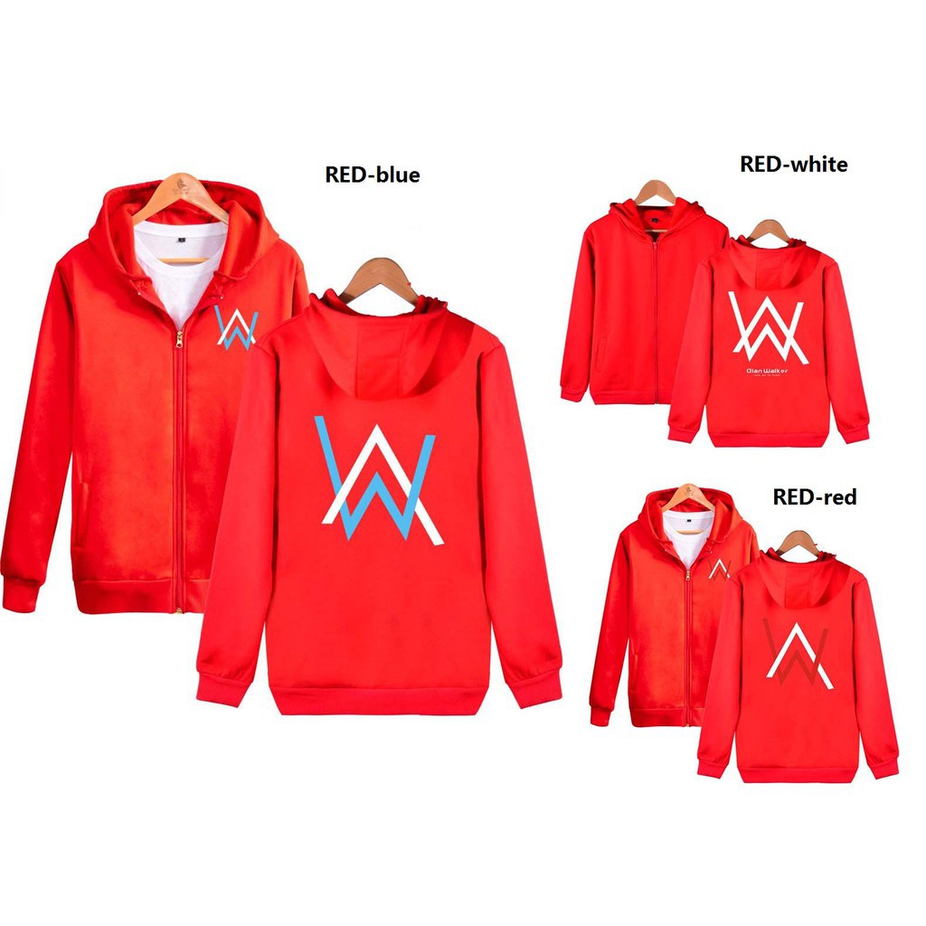 Áo Khoác Hoodie Khóa Kéo In Logo Alan Walker