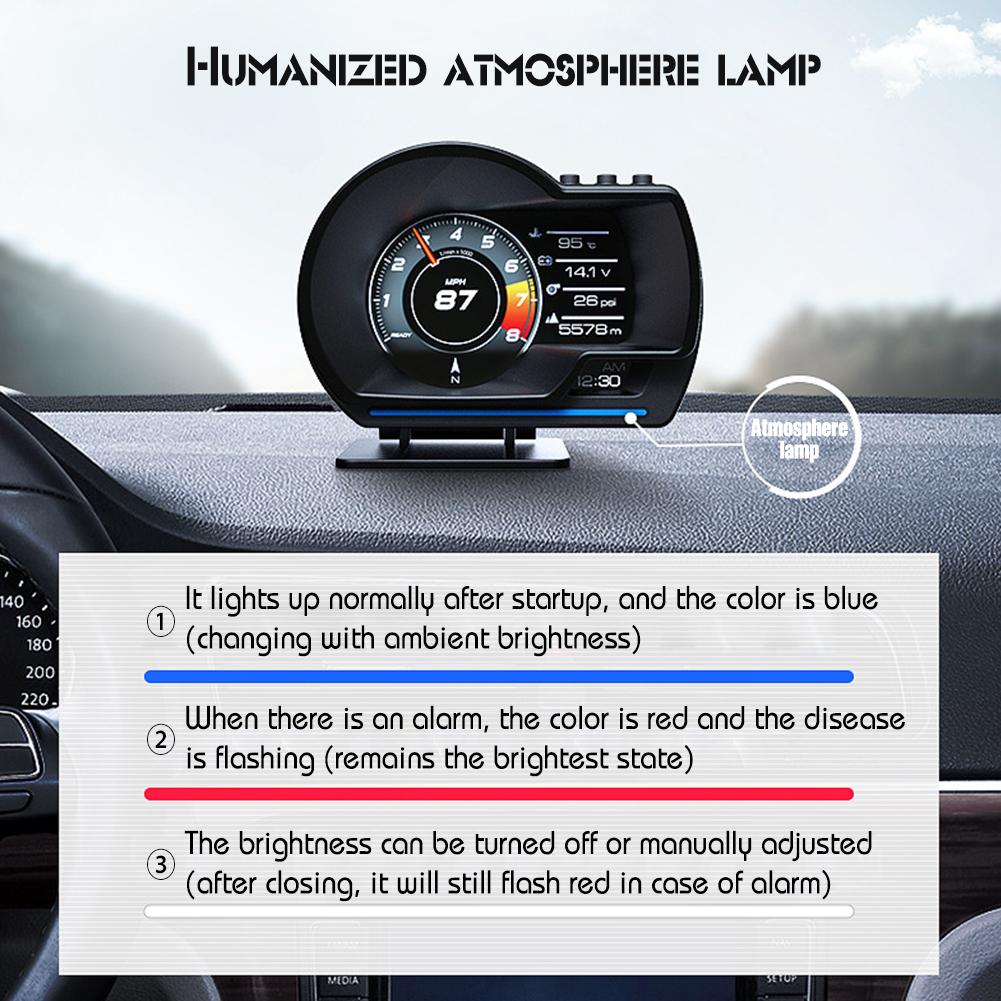 TZ Ô tô HUD OBD + GPS Head Up Display Đồng hồ tốc độ Báo động Hệ thống cảnh báo ánh sáng xung quanh quá tốc độ