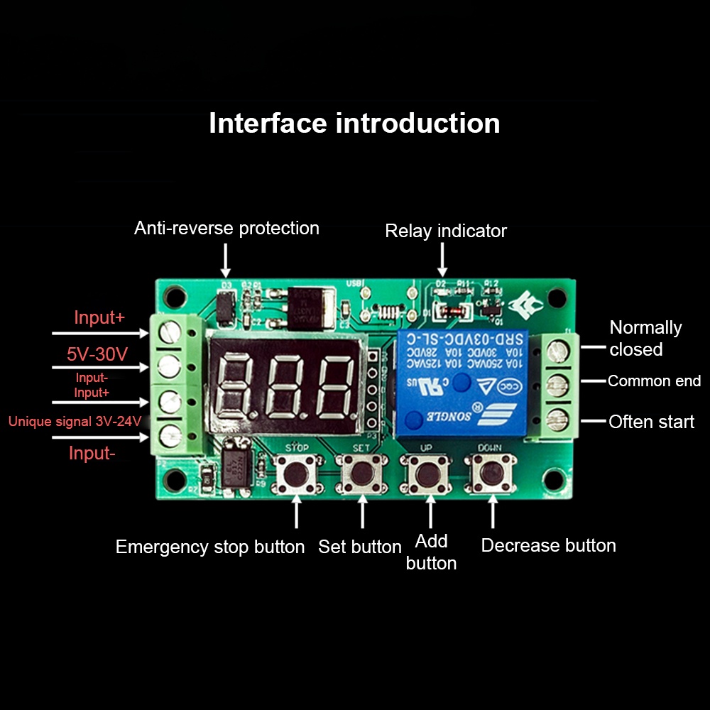 Mô đun chuyển tiếp rơ le hẹn giờ PCBFUN DC 5V-30V tiện lợi