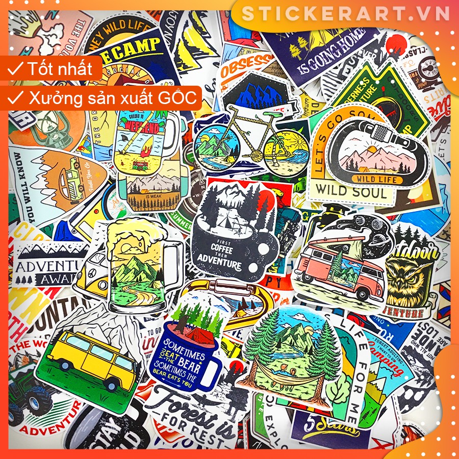 [DÃ NGOẠI-CẮM TRẠI-LEO NÚI] 117 Sticker chống nước dán laptop vali xe mũ bảo hiểm nhà cửa ...