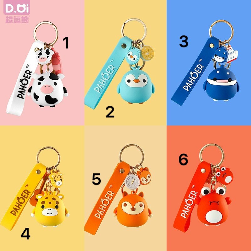 Móc Khóa con bò sữa - Chim Cánh Cụt - cá Voi - Hươu Vàng - Hồ ly Pahoer chính hãng